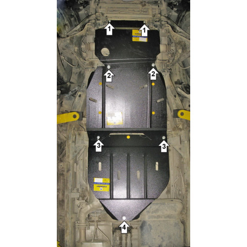 Защита Картера двигателя, КПП, Раздаточной коробки MOTODOR для Nissan Pathfinder 2004-2010 (III R51), Сталь 2 мм - Арт. 1449